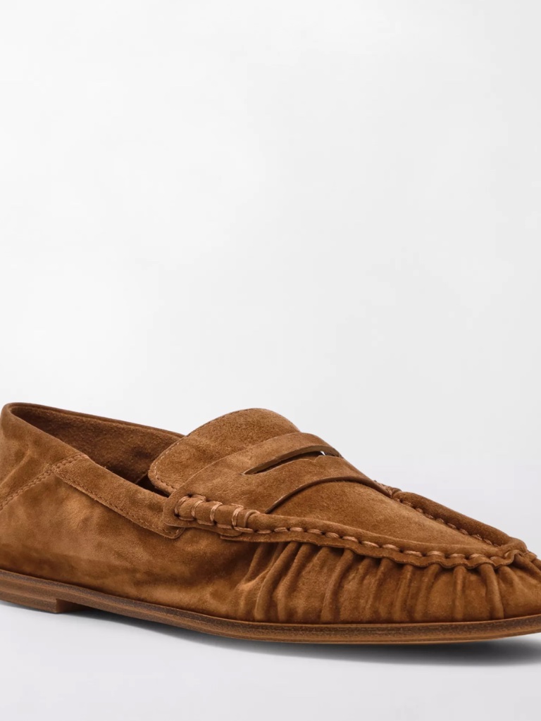Steve Madden Suede Leather Penny Loafer Tan Brown Women's Sz 7 Convertible Slip